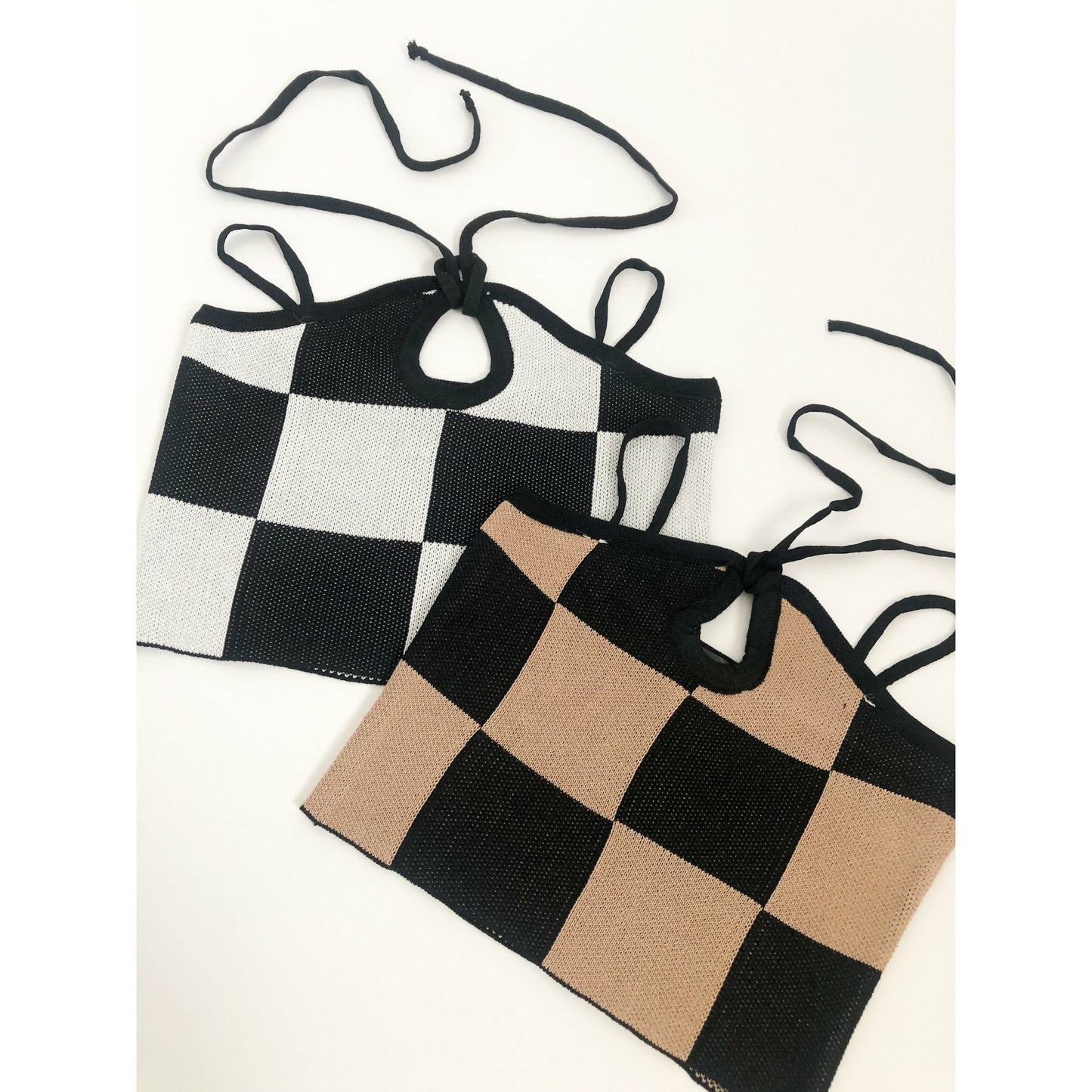 Checkered Crop Top (Brown & Black)