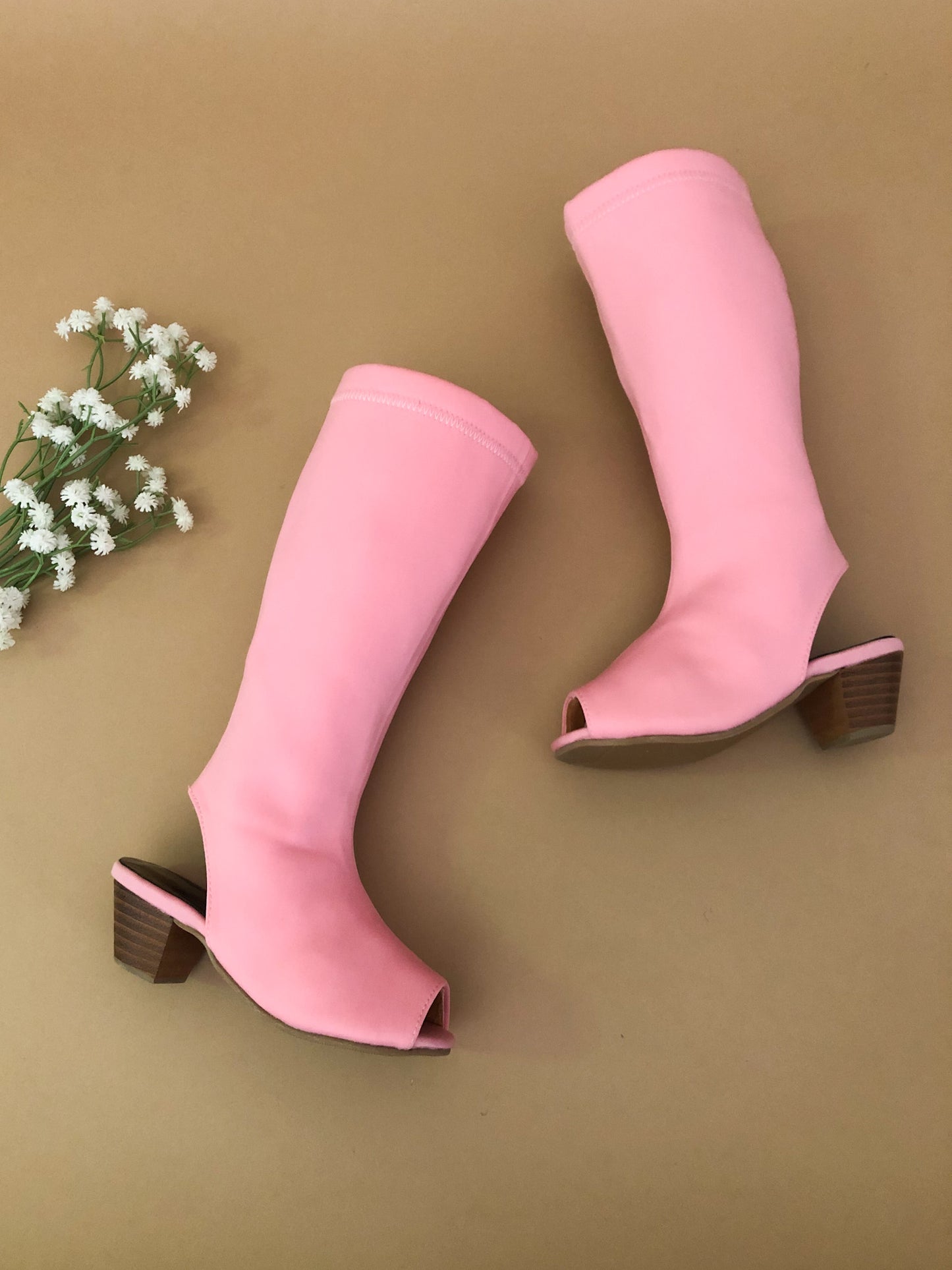 Yuyu Pink Knee High Zip Up Boot