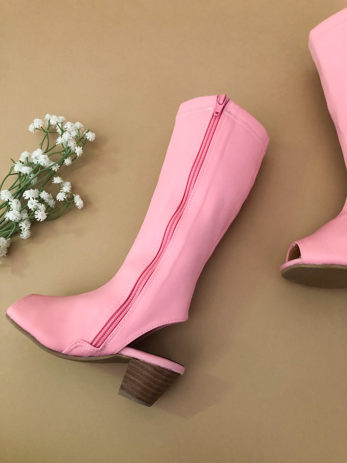 Yuyu Pink Knee High Zip Up Boot