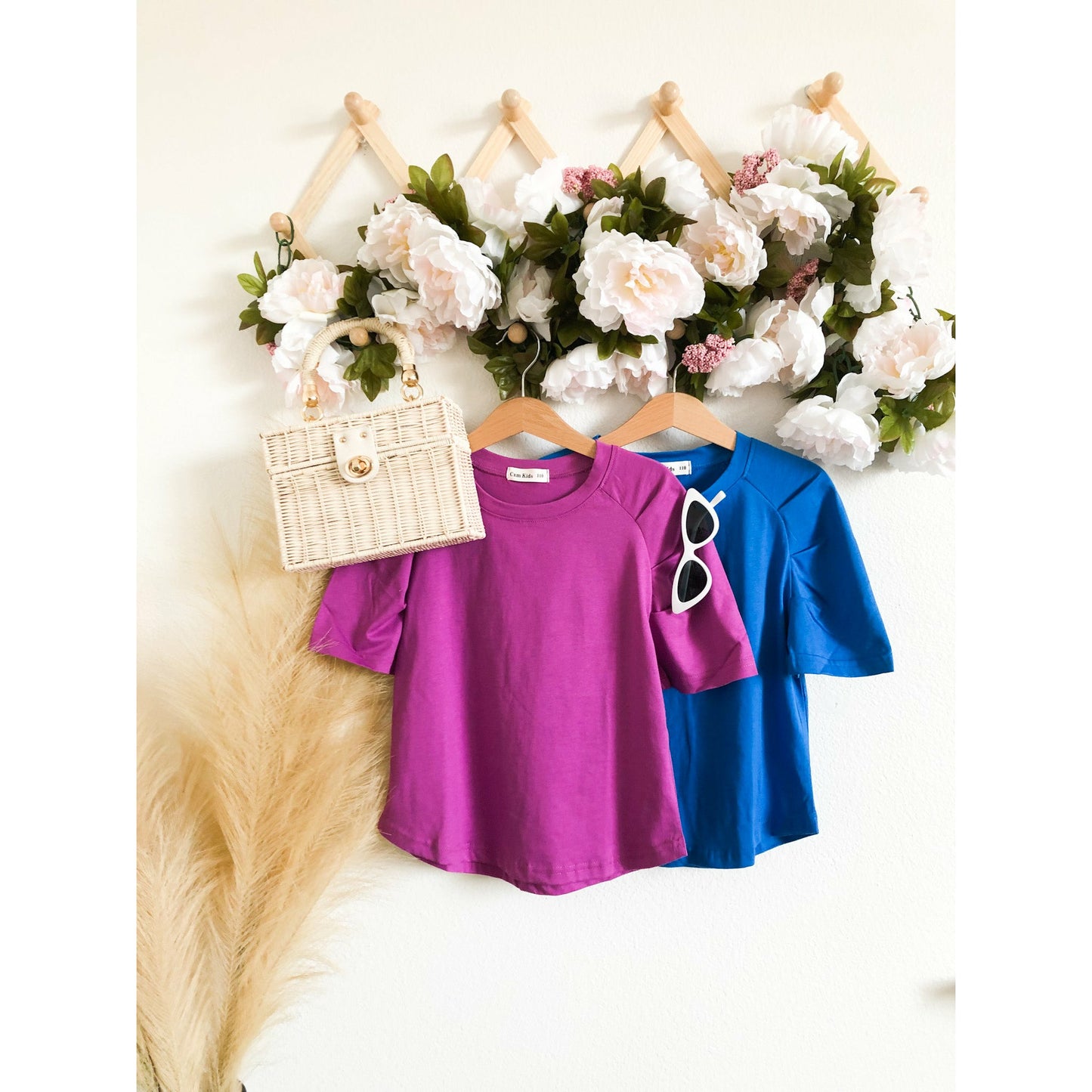 Pop of Color Puff Top (Magenta & Blue)