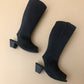 Yuyu Black Knee High Zip Up Boot