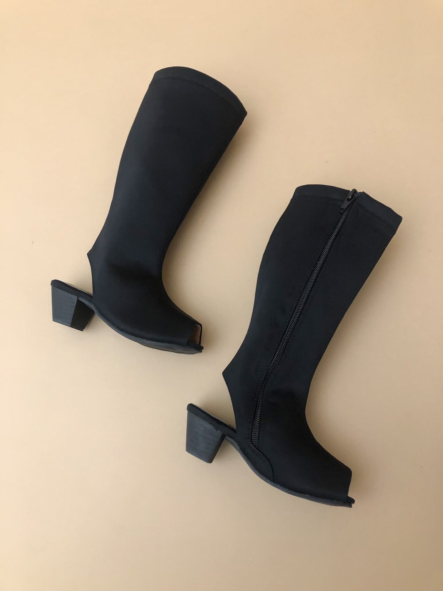 Yuyu Black Knee High Zip Up Boot