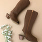 Yuyu Brown Knee High Zip Up Boot